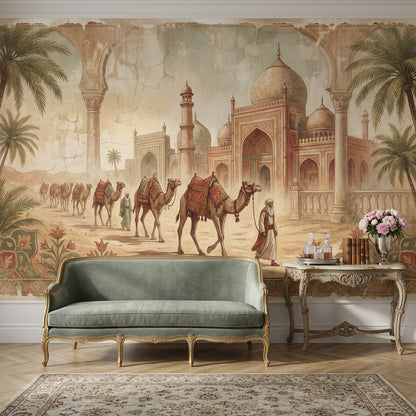 Desert Caravan Wallpaper Camels Mughal Palace Removable Wall Decor
