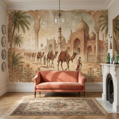Desert Caravan Wallpaper Camels Mughal Palace Removable Wall Decor