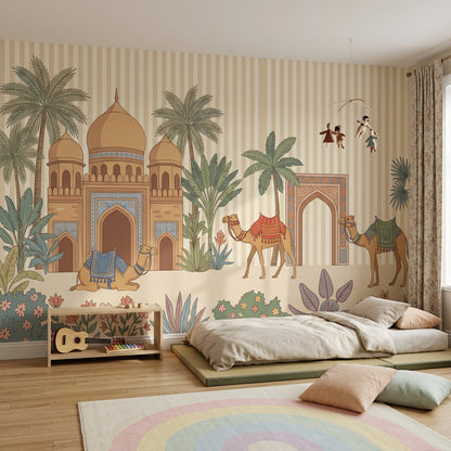 Desert Palace Wallpaper Arched Gateway Camels Wall Mural