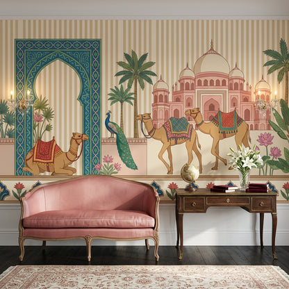 Mughal Palace Wallpaper Indian Architecture Removable Camels Wall Decor
