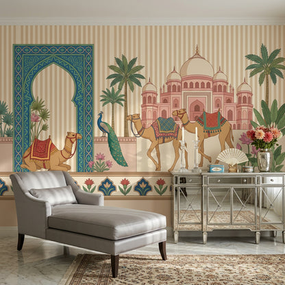 Mughal Palace Wallpaper Indian Architecture Removable Camels Wall Decor