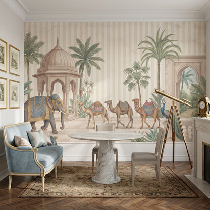 Palace Garden Wallpaper Elephant Removable Camels Wall Decor
