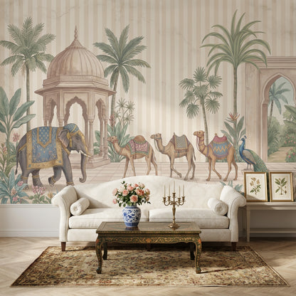 Palace Garden Wallpaper Elephant Removable Camels Wall Decor