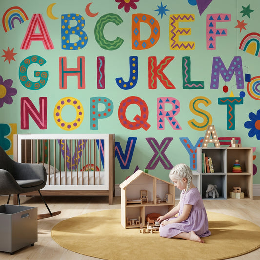 Alphabet Wallpaper Kids Playful Removable Wall Decor