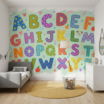 Alphabet Wallpaper Kids Removable Colorful Wall Decor