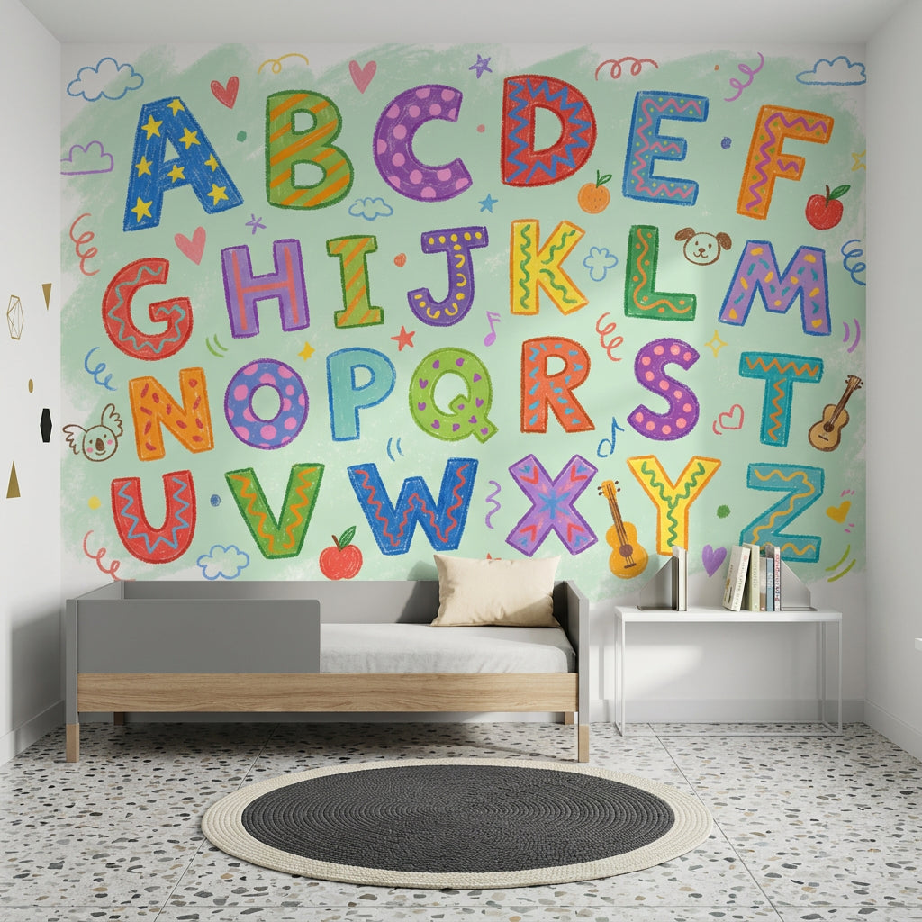 Alphabet Wallpaper Kids Removable Colorful Wall Decor