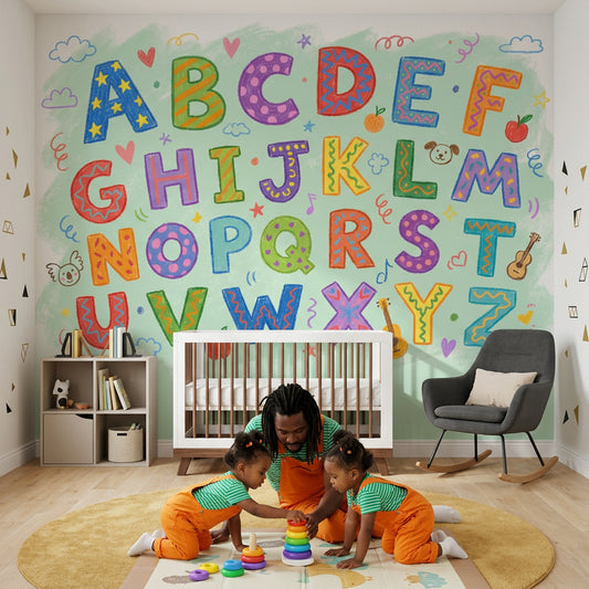 Alphabet Wallpaper Kids Removable Colorful Wall Decor