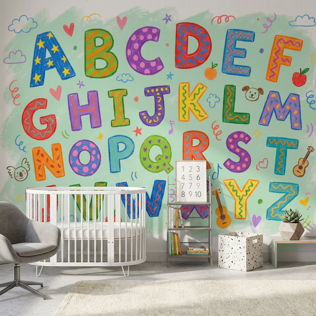 Alphabet Wallpaper Kids Removable Colorful Wall Decor