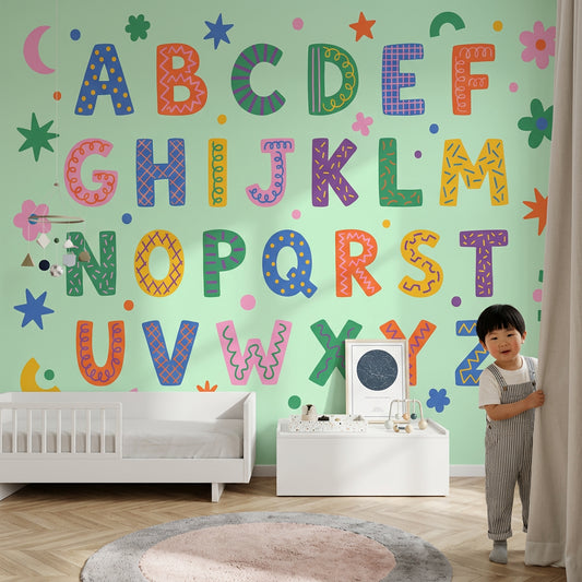 Alphabet Wallpaper Kids Removable Playful Wall Decor
