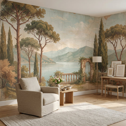Mediterranean Landscape Wallpaper Italian Villa Terrace Romantic Classic Mural Removable Wall Decor