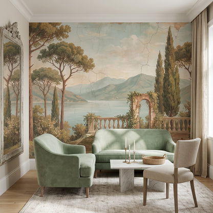 Mediterranean Landscape Wallpaper Italian Villa Terrace Romantic Classic Mural Removable Wall Decor