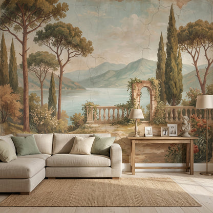 Mediterranean Landscape Wallpaper Italian Villa Terrace Romantic Classic Mural Removable Wall Decor