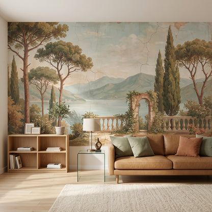 Mediterranean Landscape Wallpaper Italian Villa Terrace Romantic Classic Mural Removable Wall Decor