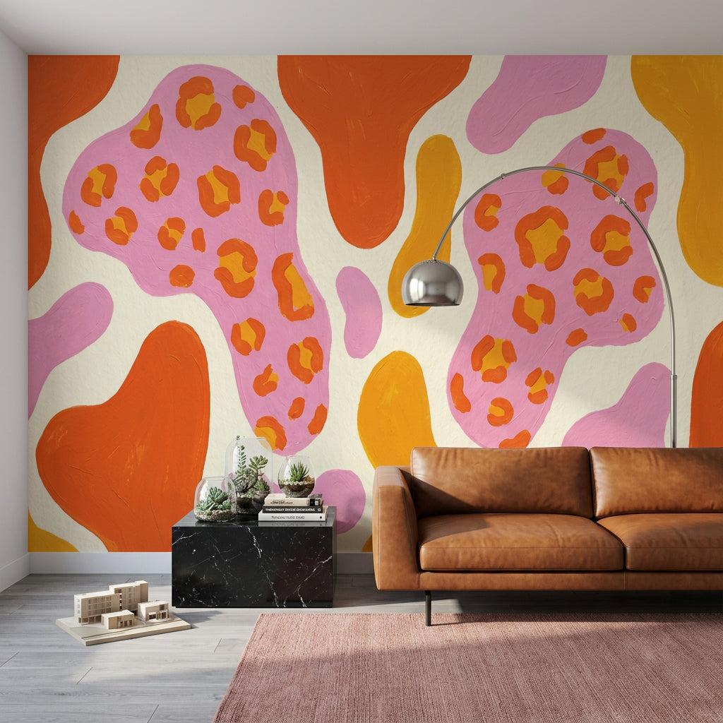 Abstract Leopard Print Wallpaper Animal Print Hand Painted Removable Wall Decor