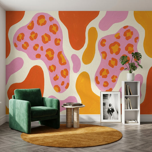Abstract Leopard Print Wallpaper Animal Print Hand Painted Removable Wall Decor