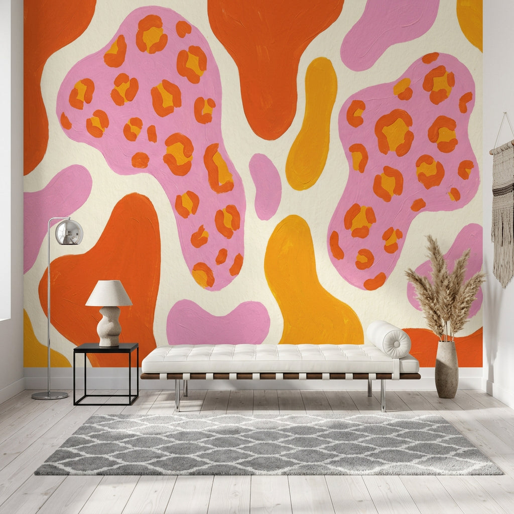 Abstract Leopard Print Wallpaper Animal Print Hand Painted Removable Wall Decor