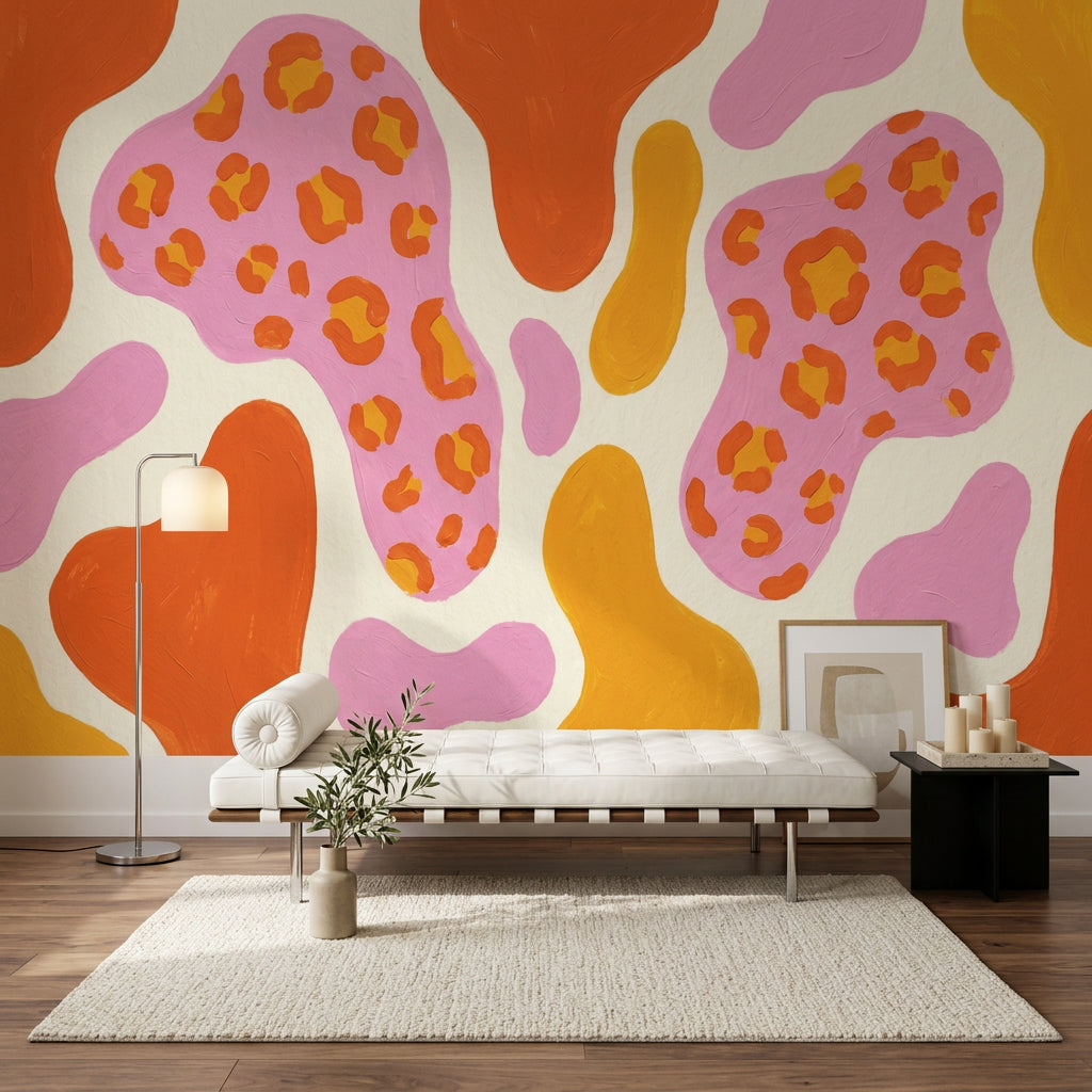Abstract Leopard Print Wallpaper Animal Print Hand Painted Removable Wall Decor