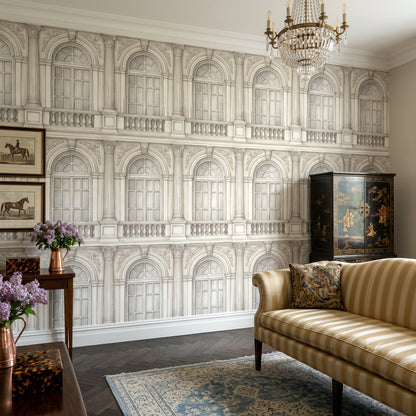 Neoclassical Facade Wallpaper Arched Windows European Palace Wall Mural