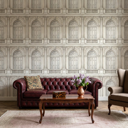Neoclassical Facade Wallpaper Arched Windows European Palace Wall Mural