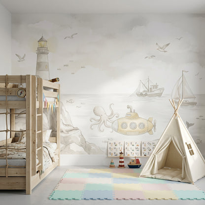 Lighthouse Wallpaper Coastal Removable Ocean Wall Decor