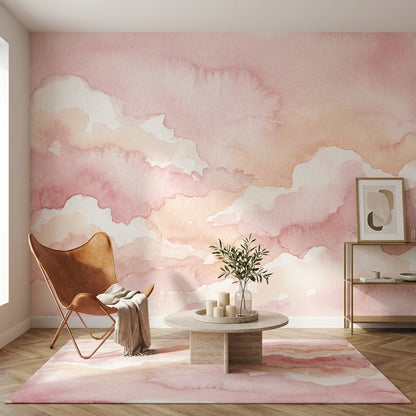 Pastel Sky Wallpaper Watercolor Sunrise Wall Mural