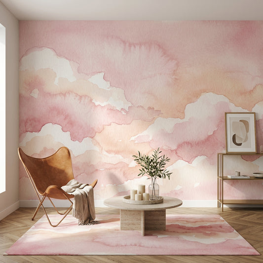 Pastel Sky Wallpaper Watercolor Sunrise Wall Mural