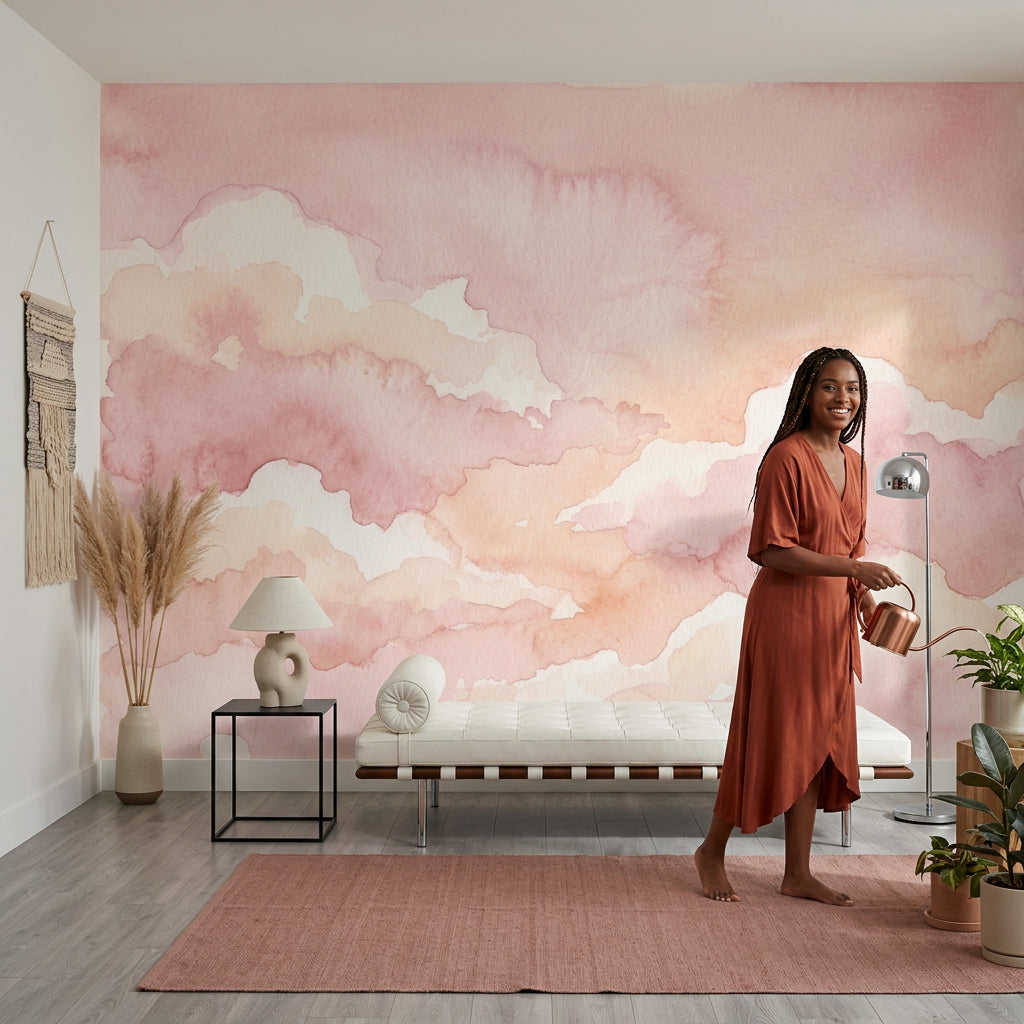 Pastel Sky Wallpaper Watercolor Sunrise Wall Mural