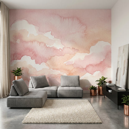 Pastel Sky Wallpaper Watercolor Sunrise Wall Mural