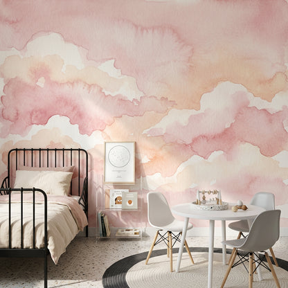 Pastel Sky Wallpaper Watercolor Sunrise Wall Mural