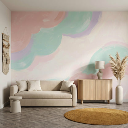Pastel Abstract Wallpaper Soft Brushstrokes Ombre Gradient Removable Wall Decor