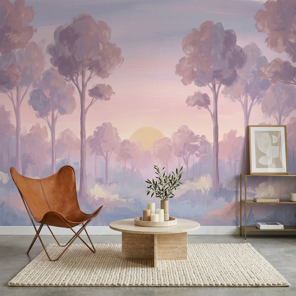 Misty Forest Wallpaper Foggy Woodland Sunrise Wall Mural