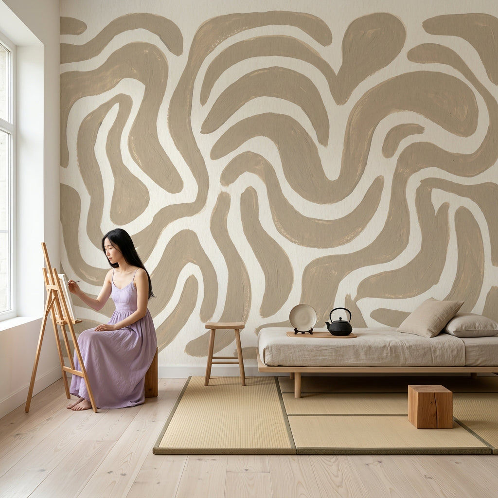 White Background Wallpaper Abstract Pattern Modern Wall Mural