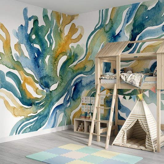 Paper Texture Wallpaper Watercolor Washes Removable Organic Forms Wall Decor