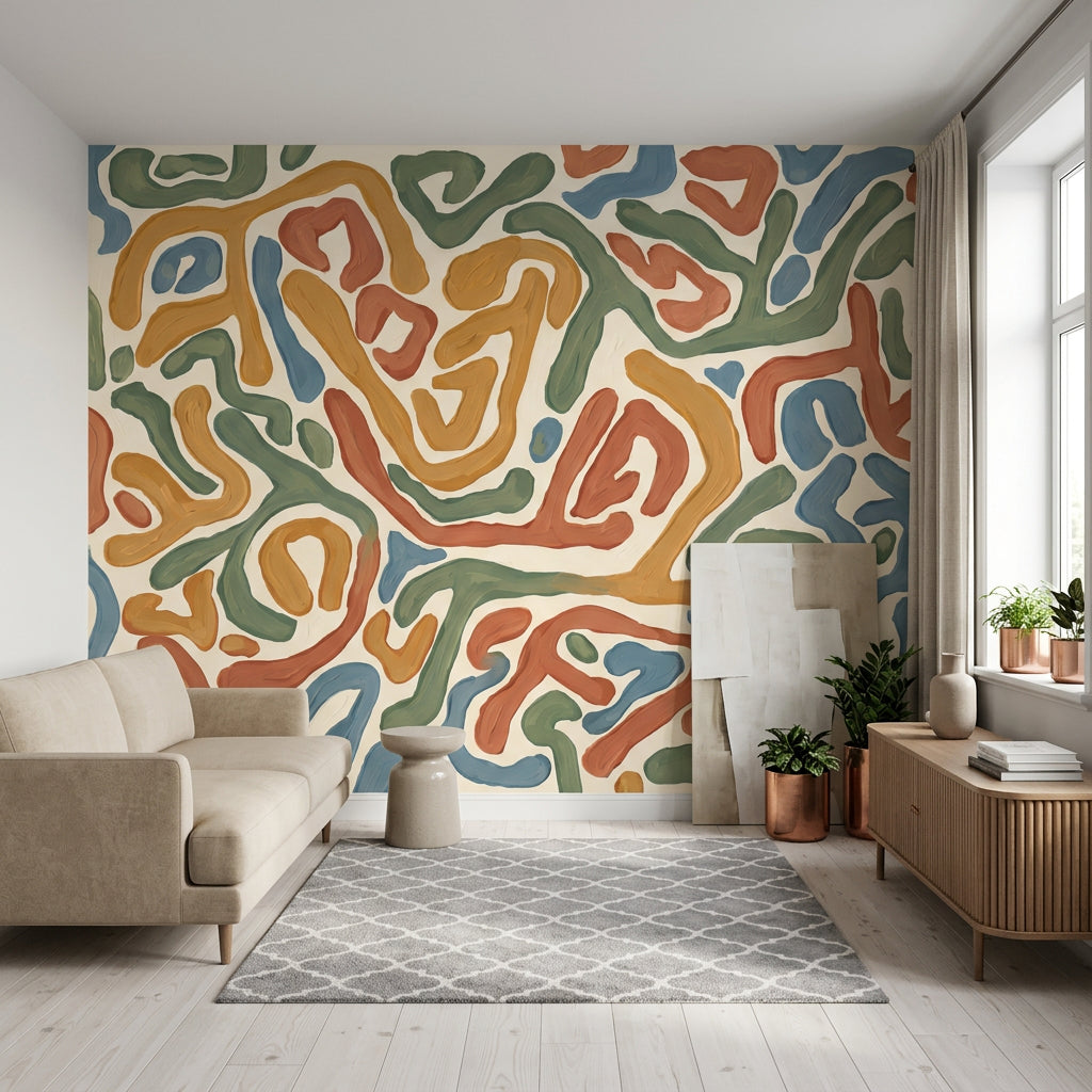 Mid Century Modern Wallpaper Abstract Pattern Modern Wall Mural