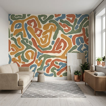Mid Century Modern Wallpaper Abstract Pattern Modern Wall Mural