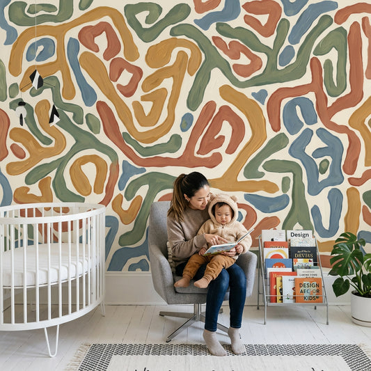 Mid Century Modern Wallpaper Abstract Pattern Modern Wall Mural