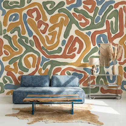 Mid Century Modern Wallpaper Abstract Pattern Modern Wall Mural