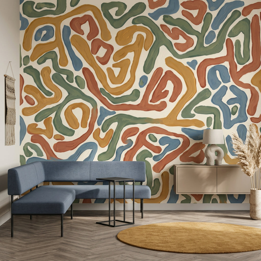 Mid Century Modern Wallpaper Abstract Pattern Modern Wall Mural