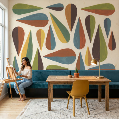 Mid Century Modern Wallpaper Retro Removable Modern Wall Decor
