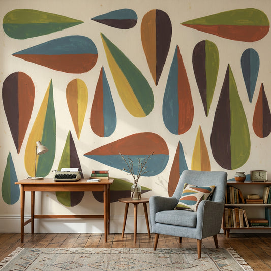 Mid Century Modern Wallpaper Retro Removable Modern Wall Decor