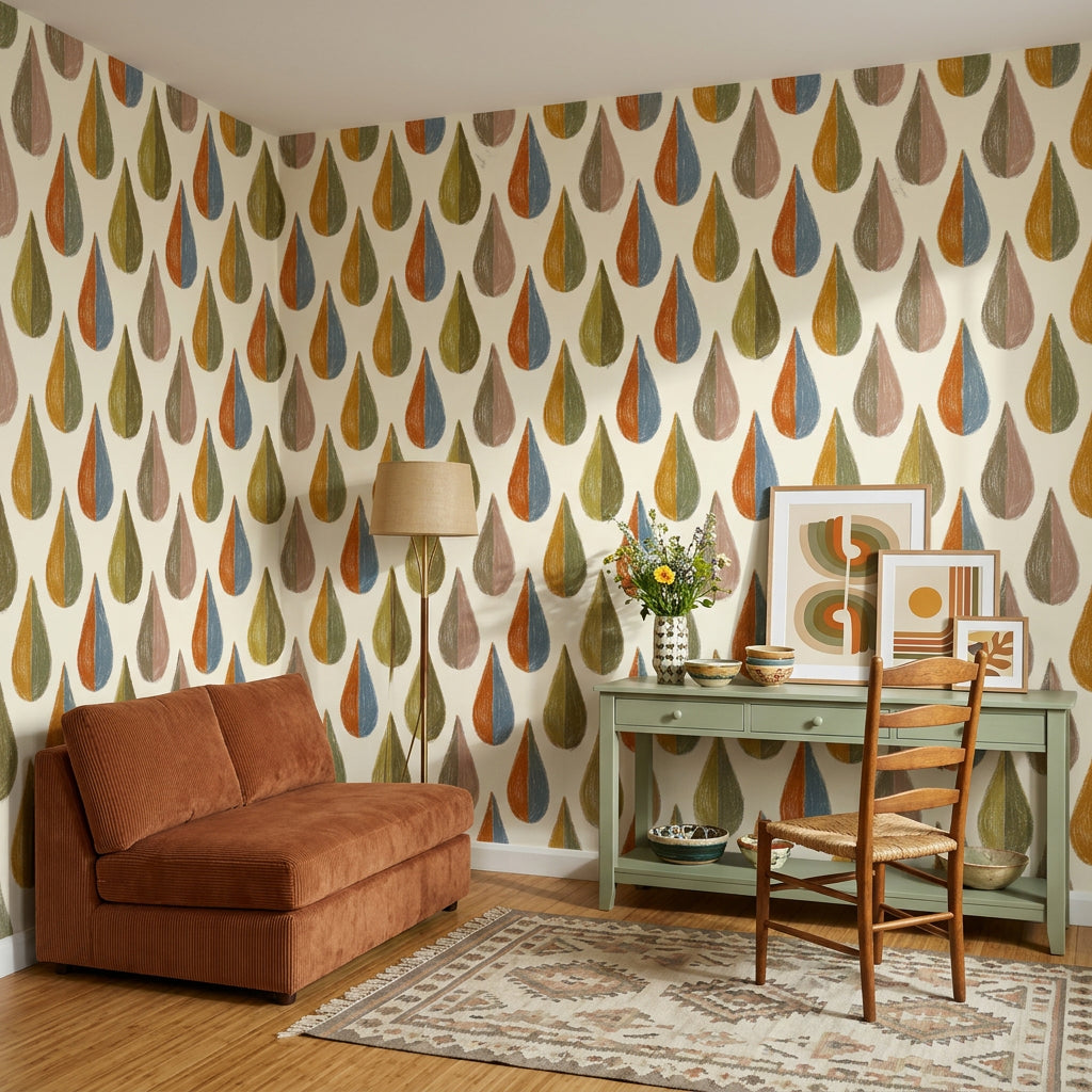 Mid Century Modern Wallpaper Retro Geometric Shapes Wall Mural