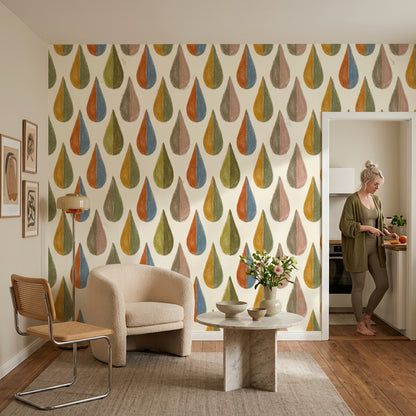 Mid Century Modern Wallpaper Retro Geometric Shapes Wall Mural