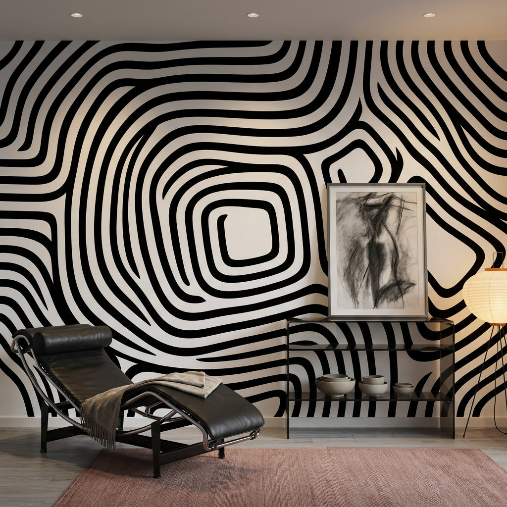 White Background Wallpaper Topographic Map Removable Wall Decor