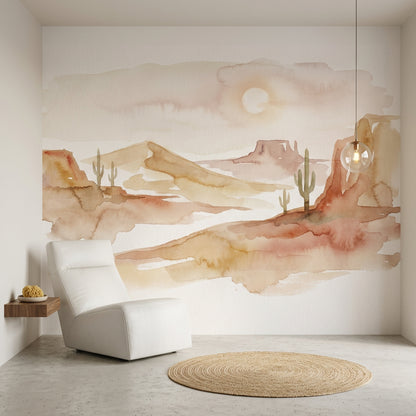 Desert Landscape Wallpaper Watercolor Removable Southwestern Wall Decor