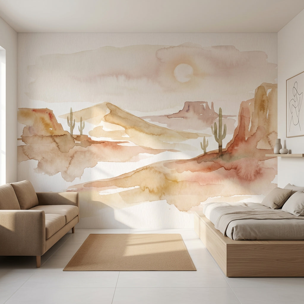 Desert Landscape Wallpaper Watercolor Removable Southwestern Wall Decor