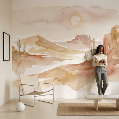 Desert Landscape Wallpaper Watercolor Removable Southwestern Wall Decor