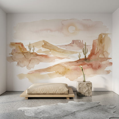 Desert Landscape Wallpaper Watercolor Removable Southwestern Wall Decor