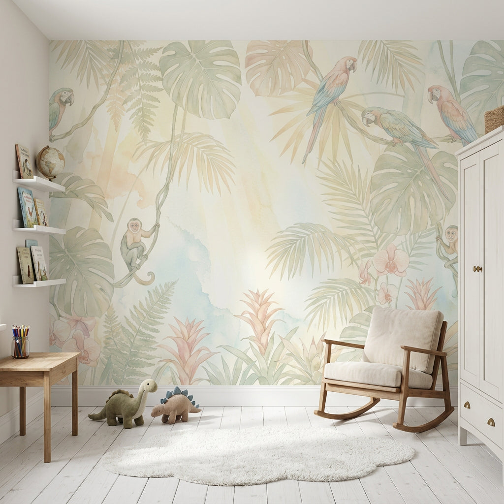Tropical Wallpaper Watercolor Removable Jungle Foliage Wall Decor