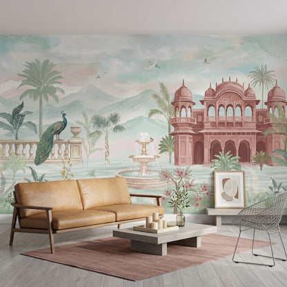 Indian Palace Wallpaper Pastel Landscape Watercolor Mural Wall Mural