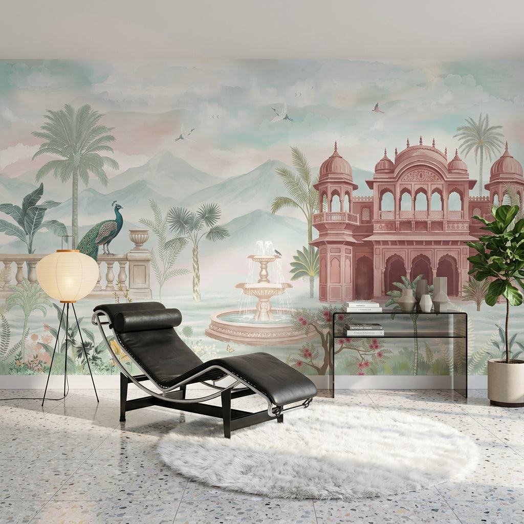 Indian Palace Wallpaper Pastel Landscape Watercolor Mural Wall Mural